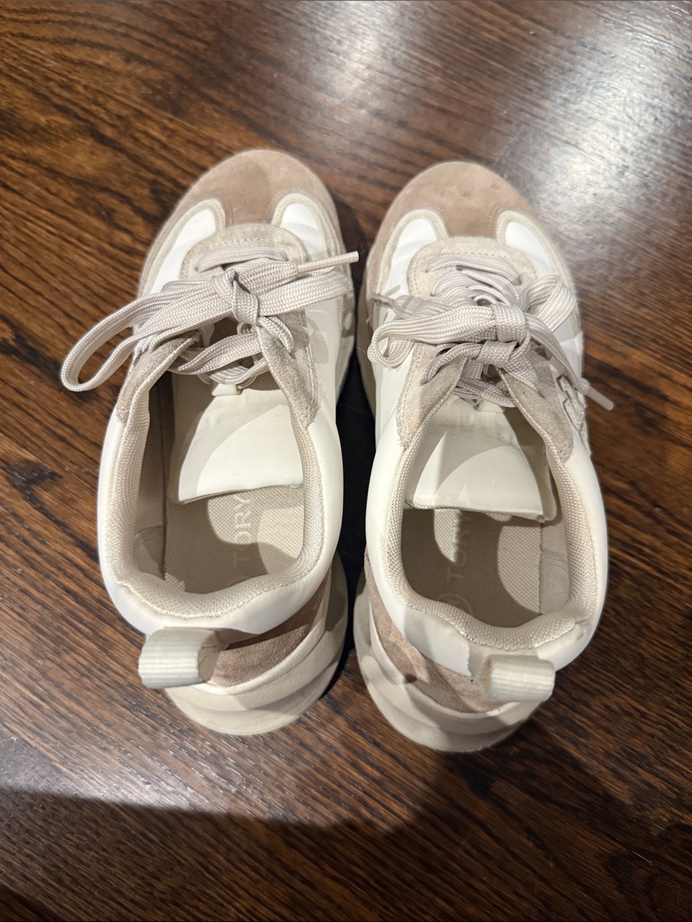 Tory Burch Good Luck Trainer 7.5 White/New Ivory/Cerbiatto Suede Shoes - Picture 7 of 7